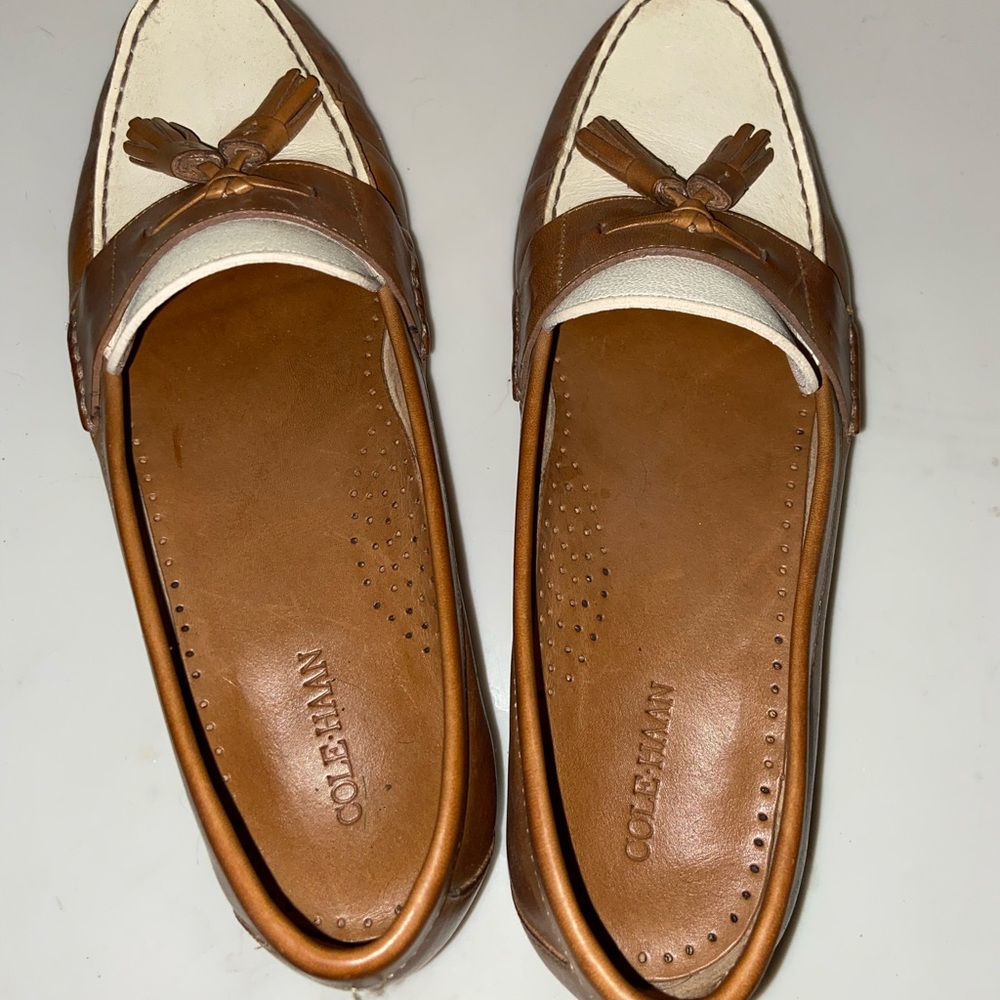Cole Haan Brown and Cream Loafers - Picture 2 of 6